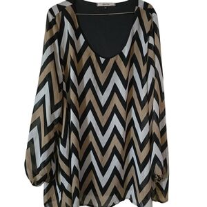 Ladies Chevron Patterned Women's Top‎ Plus Sz 2x